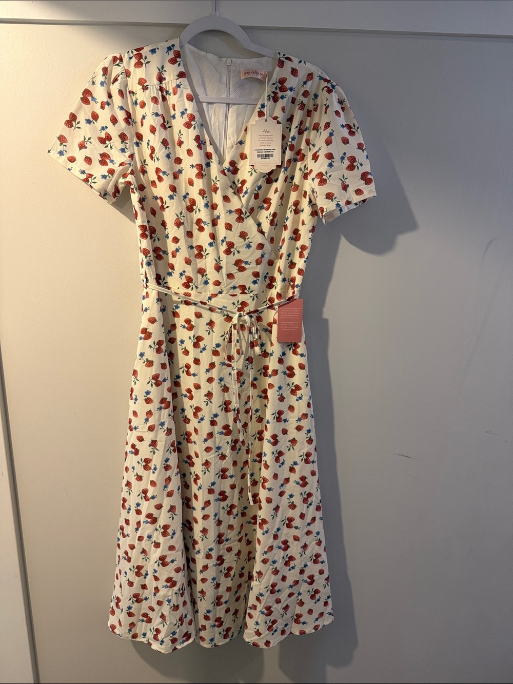 Floral Wrap Midi Dress in Cream and Red